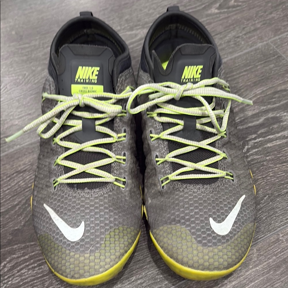 Nike Gray and Yellow Athletic Shoes with Breathable Mesh